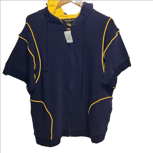 Ashley Stewart Plus sz blue/yellow short sleeve zip-up hoodie sz 2X